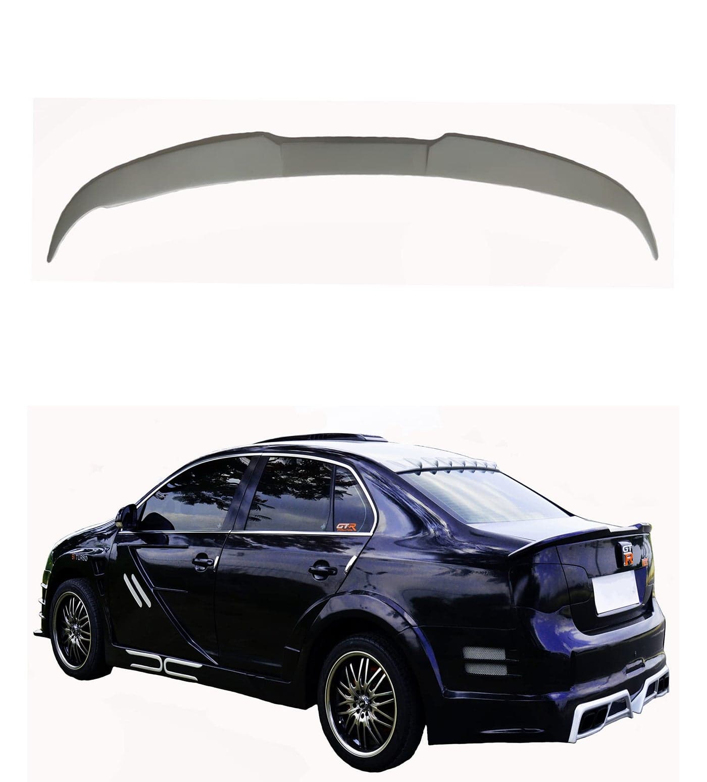 Back2Tracks - B2T AUTOMOTIVE® Car Spoiler Compatible with Jetta (Unpainted - Ps Grey Color) Car Spoiler with Light Weight Fiber Reinforced Plastic (FRP) - Drilling Required.