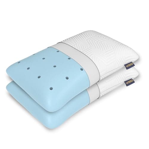 Orista™ Advance Gel Blended Memory Foam Sleep Enhancer Pillow | 2 Year Warranty | Cushions Neck & Shoulder Pain Relief | Orthopedic Pillow Back Side & Stomach Sleepers | 21 x 14 x 4.5 Inch | Set of 2