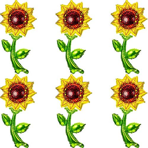 Sumind 6 Pieces 36 Inch Sunflower Balloons Sunflower Birthday Party Decorations Supplies Yellow Aluminum Foil Balloon Garland for Summer flower Theme Party Wedding Baby Shower Decor