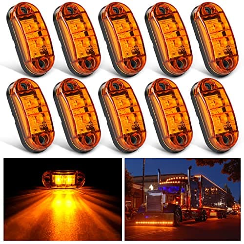 Nilight 2.5 Inch Oval Side Marker Light 10PCS Amber 2 Diode LED Trailer Clearance Fender Lights Waterproof Surface Mounted for 10-30V Truck Camper Boat Lorry
