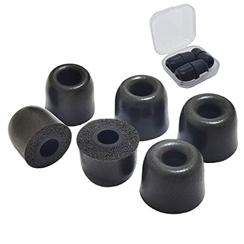 Luckvan Memory Foam Tips Replacement Earbuds Tips Isolation Noise Replacement Ear Tips Fit 5mm-7mm Nozzle in-Ear Earphones with Storage Box, 3 Pairs LMS