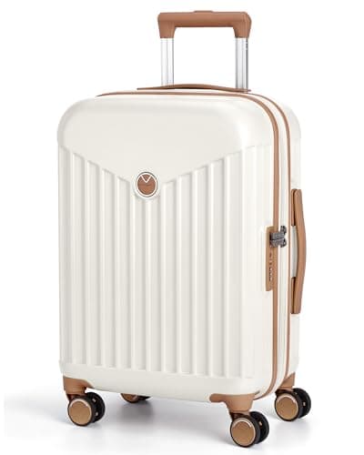 BAGSMART Hardside Expandable Luggage With Spinner Wheels PC Lightweight CarryOn Luggage Airline Approved With TSA Lock Durable Women Travel Suitcase Carry On 20 Inch Beige
