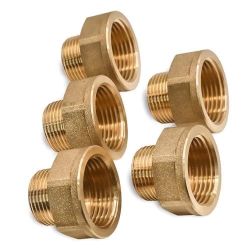Adapter Nipple 3/4" Male x 1 “ Female Pipe Fitting NPT Brass Adapter 3/4 inch x 1inch Female Pack of 5
