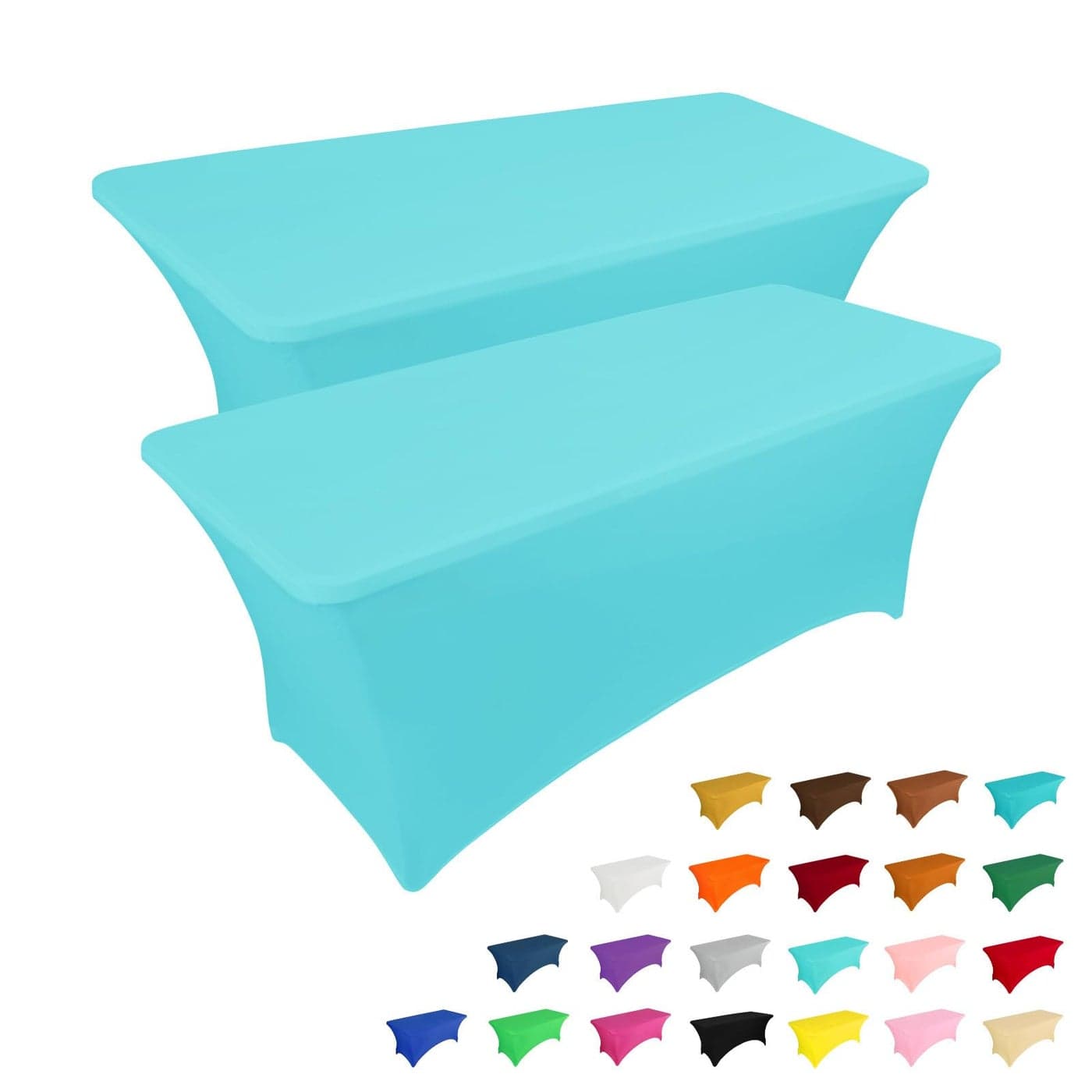 IVAPUPU 2 Pack 6FT Table Cloth for Rectangular Fitted Events Stretch Blue Mist Table Covers Washable Cover Spandex Tablecloth Protector for Party Wedding Cocktail Banquet Festival