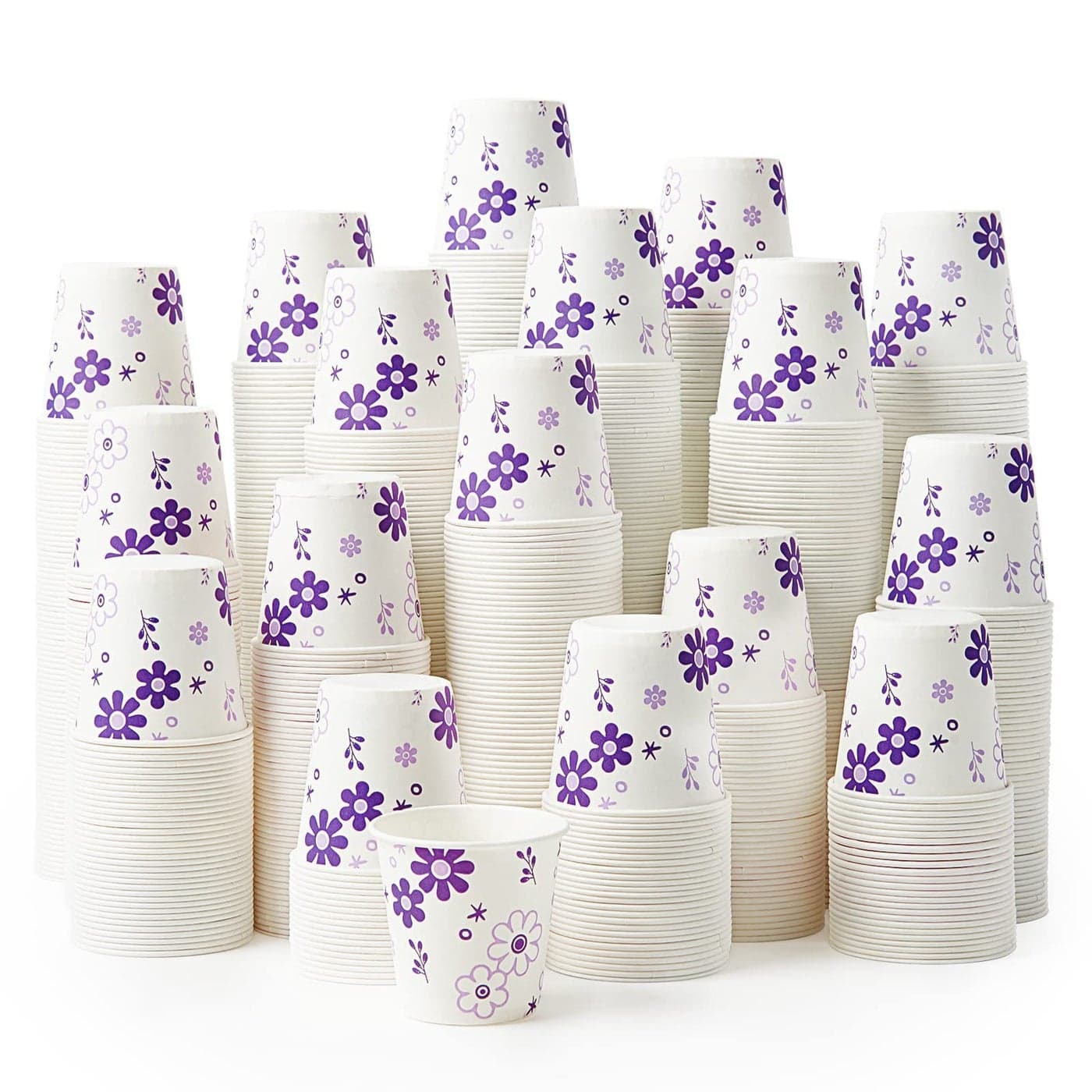 600 Pack 3oz Disposable Bathroom Cups Paper Mouthwash Cups Cold Disposable Drinking Cup for Party Picnic BBQ Travel and Event Purple Floral