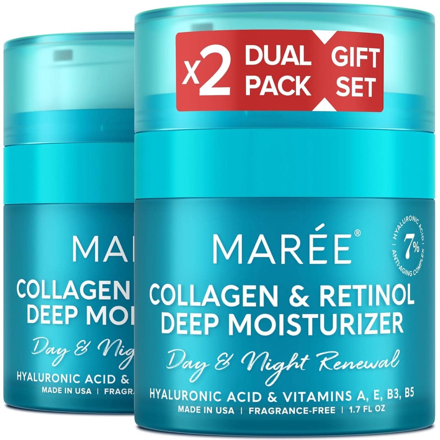 MAREE Face Moisturizer Collagen Cream for Face Gift Set 2 Pack Hyaluronic Acid Retinol AntiAging Wrinkle Creams Crema Para La Cara