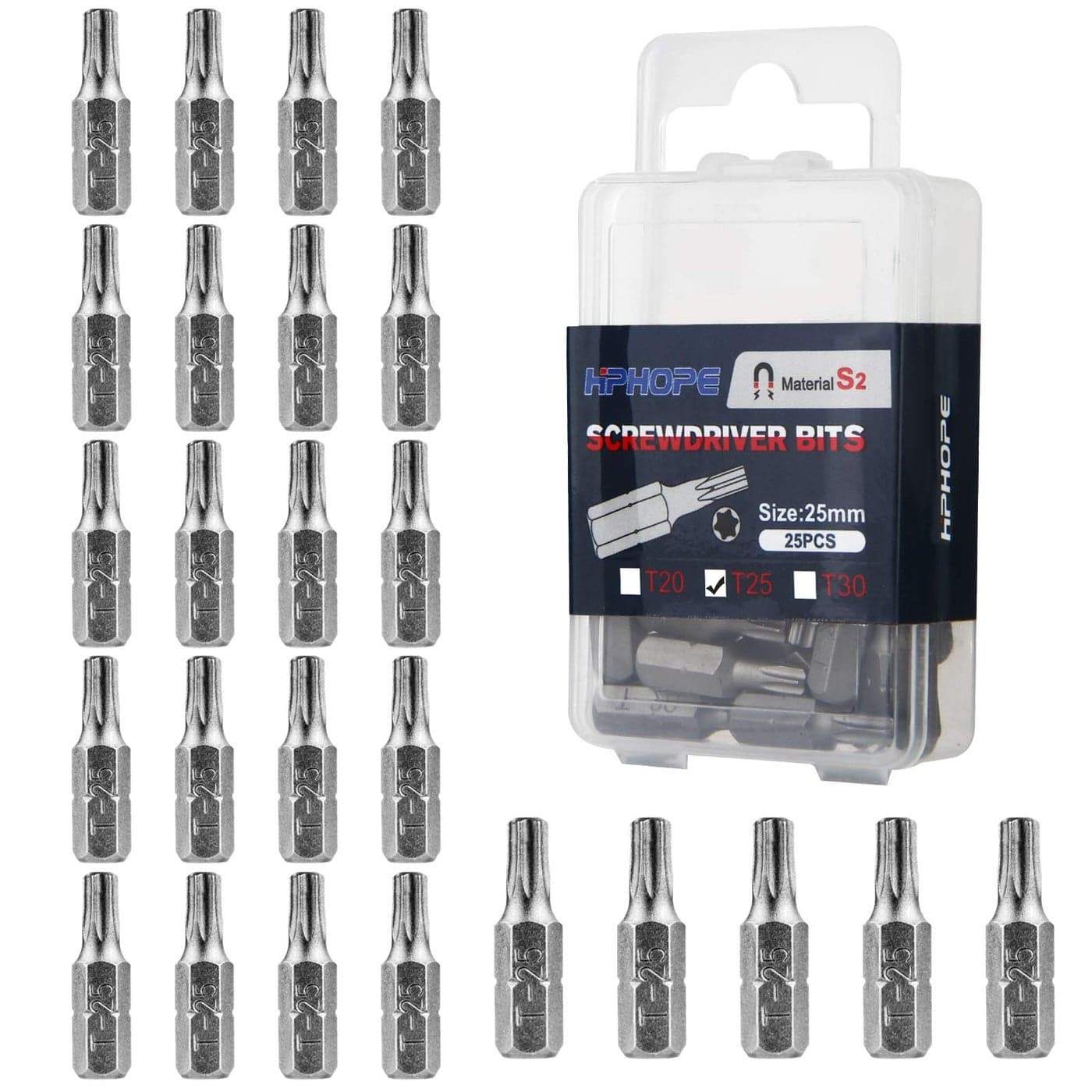 HPHOPE T25 Screwdriver Bit Set Torx Bits T25 14 Hexagon Bit Length 1 25 Pack