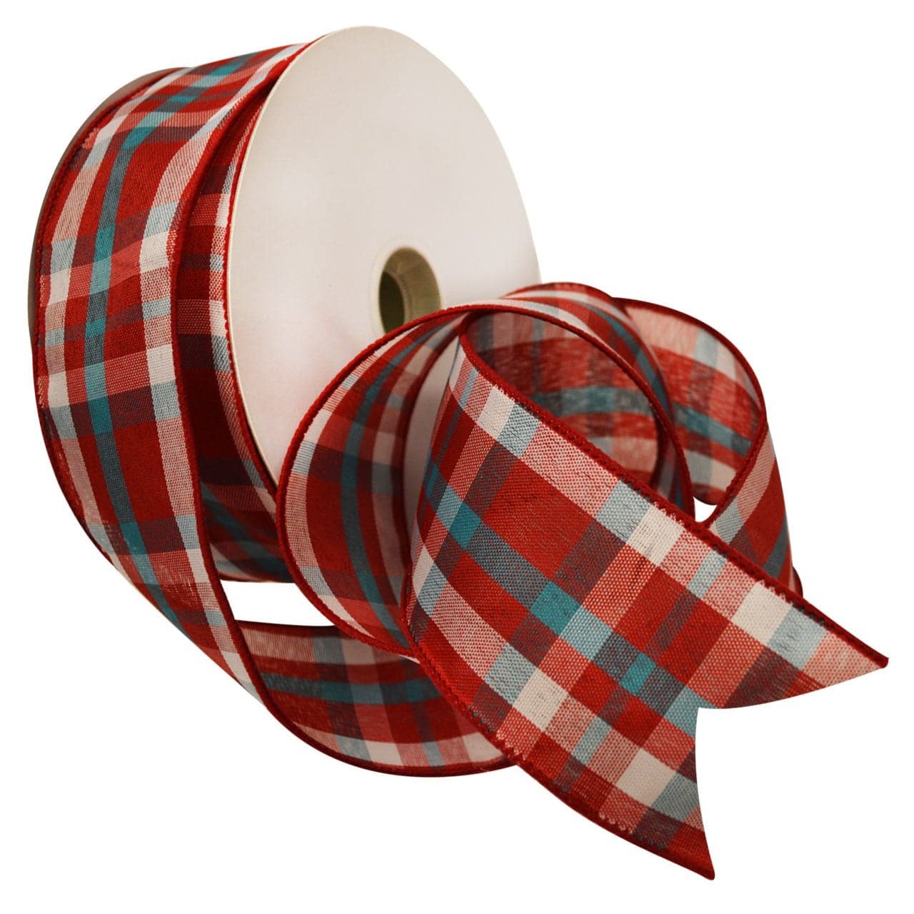 Morex Ribbon 7380 Color Chic Plaid Ribbon 25 x 50 Yd RedWhiteAqua