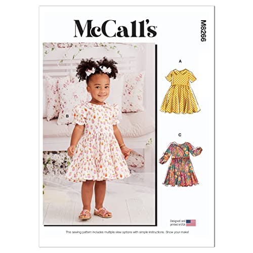 McCalls M8266A Toddlers Fit and Flare Dress Sewing Pattern Kit Code M8266 Sizes 121234