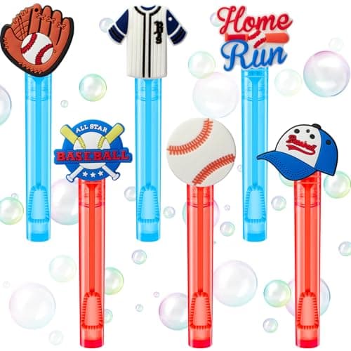 Winrayk Baseball Party Favors 24Pcs Baseball Themed Mini Bubble Wands for Kids Bubbles Bulk with Detachable Topper 6 Styles Birthday Gift Classroom Prizes Girl Boys Sports Goody Bag Stuffer Supply