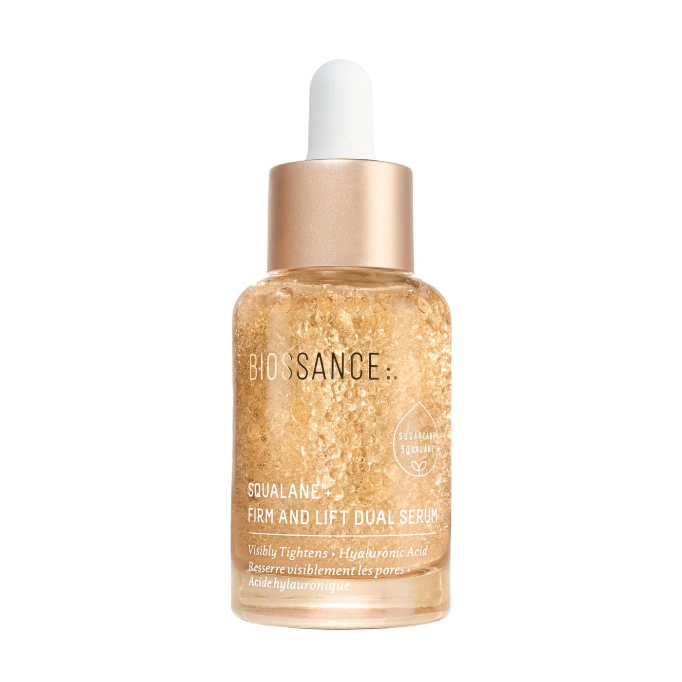 Biossance Squalane Firm Lift Dual Serum Face Serum for Maturing Skin Lifts Hydrates Reduces Wrinkles Hyaluronic Acid Squalane Ectoin Gravetye Giant Bisabolol 30ml