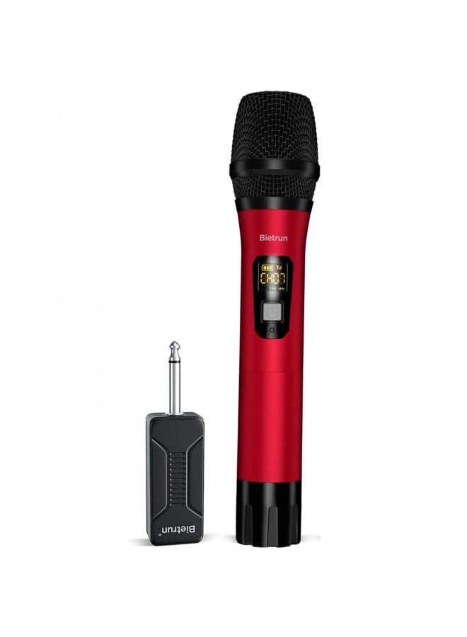 Wireless Microphone, Uhf Metal Dynamic Handheld Karaoke Mic, Rechargeable Receiver (Work 6hs),160ft Range, for Karaoke, Singing, Stage, Wedding, Speech, Karaoke Machine, Speaker, Amplifier, Mixer