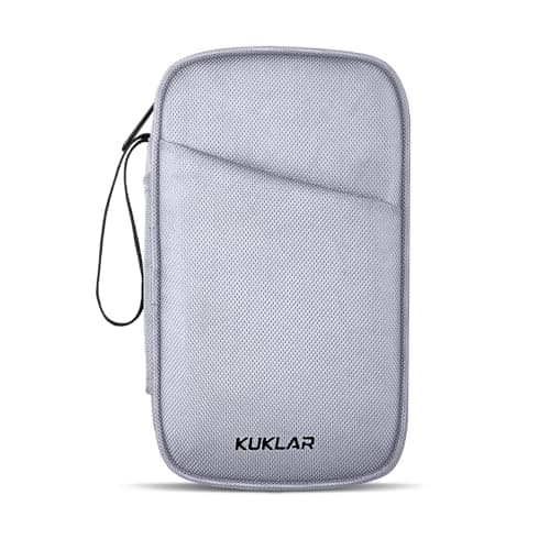 KUKLAR Travel Organizer Pouch Premium Zippered Case with Wrist Strap, Multi Pocket Storage Bag for Passport Documents, Cables Gadgets & Accessories Lightweight Durable & Portable(Silver)
