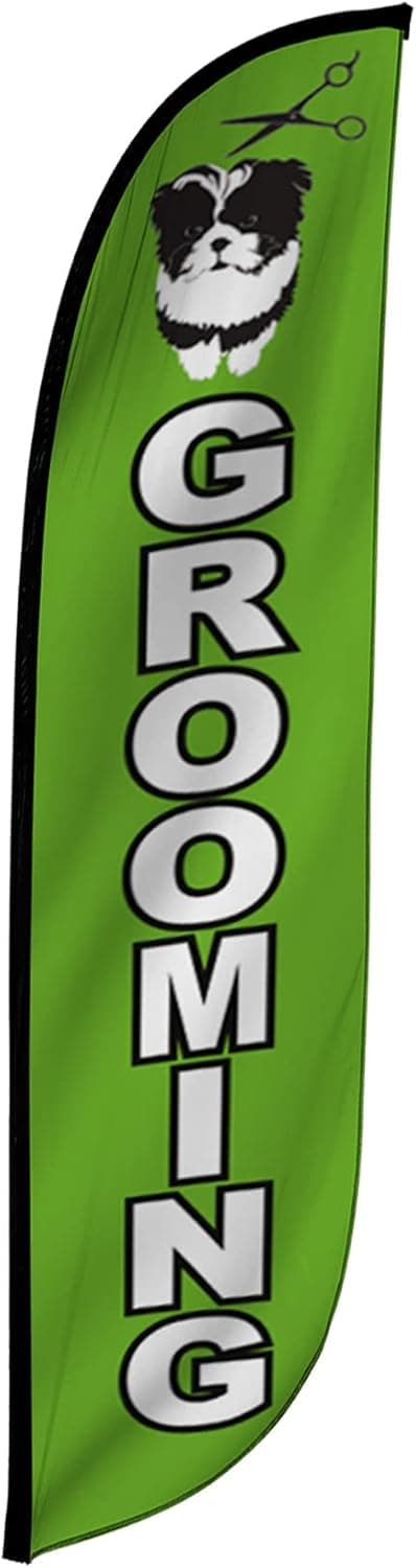 LookOurWay Feather Flag Banner 12 Feet Tall Advertising Flags for Outdoor Business and Events Promotion Swooper Flag Only Pet Grooming Flags Pet Grooming 10M1200116