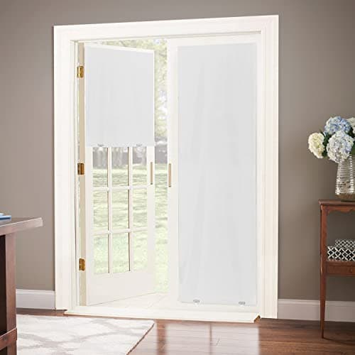 LazBlinds 100 Blackout Door Curtain No Tools No Drill Cordless Blinds for Windows Thermal Insulated UV Protection Privacy Window Curtains for French Door Front Door26W x 68H White 1 Panel