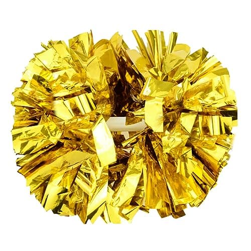 Hooshing 2PCS Gold Pom Poms Cheerleading with Baton Handle Cheering for Girls Team Spirit Sports Dance