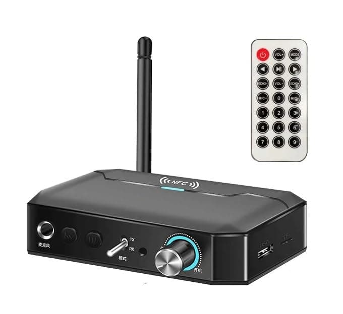 MICROWARE T300 2-in-1 Audio Adapter Bluetooth-Compatible 5.3 NFC Receiver Transmitter with Remote Control,for TV/PC/Car/MP3/CD Player/Speaker/Handset, Support NFC