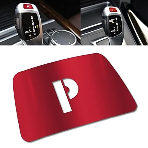 Xotic Tech Gear Shift Knob P Parking Button Cover Trim Compatible with BMW 1 2 3 4 5 7 X3 X5 X6 Series (Red – Style A)