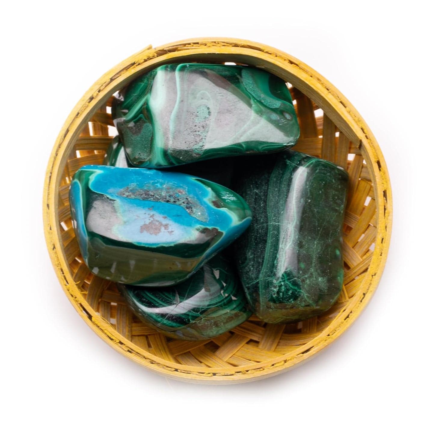Plus Value Malachite Tumbled Stone Pebbles Reiki Healing Crystal Aura Chakra 200grams Basket