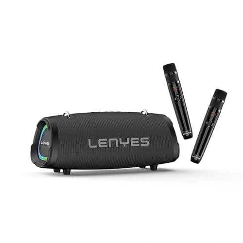 Lenyes S872 Bluetooth Speakers Wireless, 160W Peak Output, 2.1 Stereo Sound, IPX6 Waterproof, 9000mAh Battery, TWS Pairing Bluetooth Speaker, AUX/TF/USB Playback, Mic & Power Bank Support – Black
