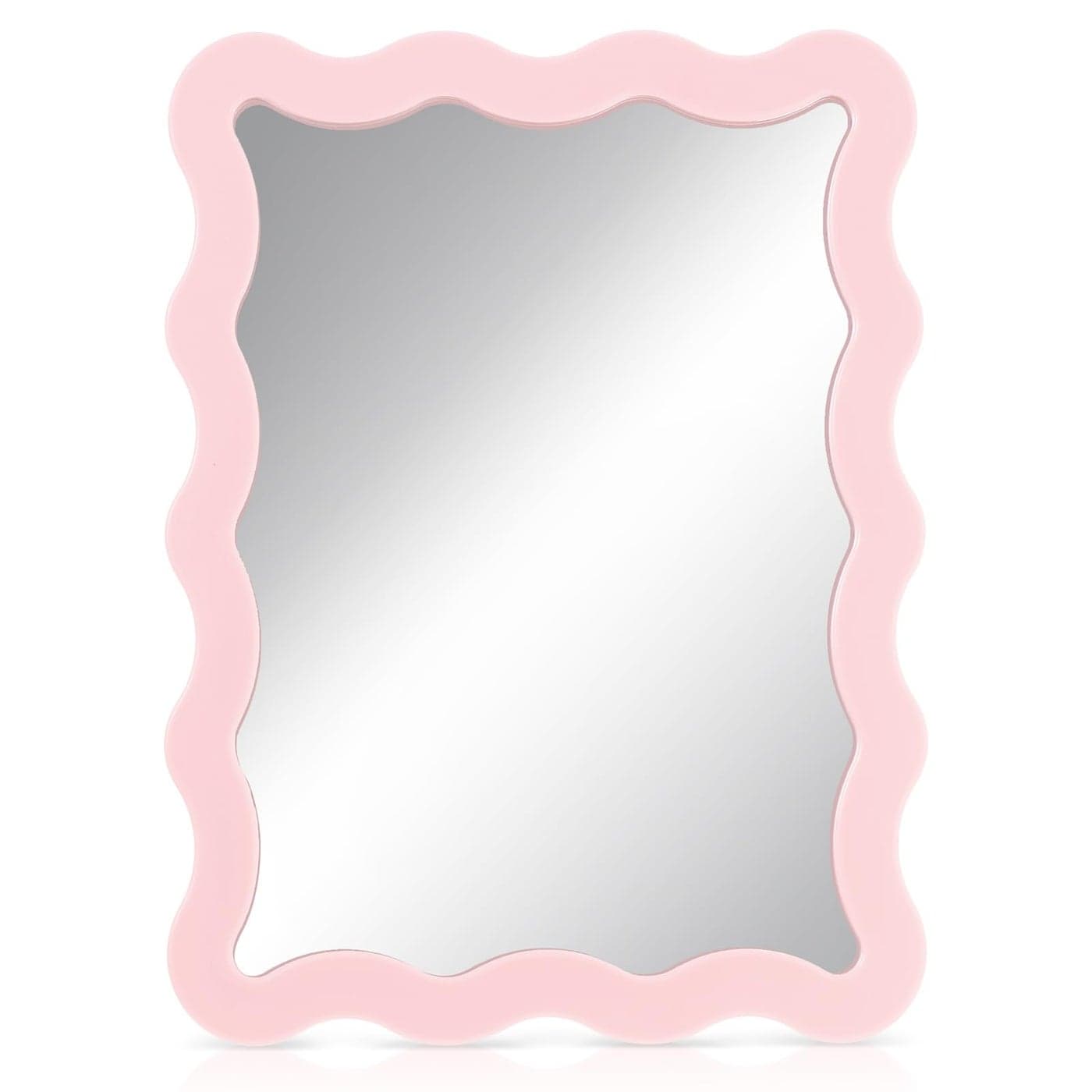Leinuosen Scalloped Magnetic Locker Mirror 5x7 Small Real Glass Makeup Mirror with Magnetic Backing Cute Locker Decorations for Office Cabinet Lockers AccessoriesLight Pink
