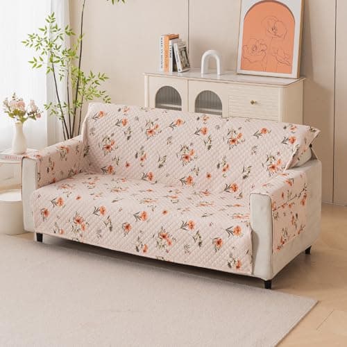 House of Quirk Polyester Sofa Cover Mat - Anti-Slip, Waterproof Couch Protector for Pets - Machine Washable Furniture Protector (Desert Flower, 175x210cm, Four Seater)