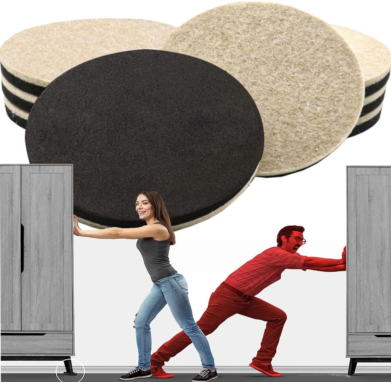 DIY Crafts 100mm 4 INCH 16 Pcs, Felt Furniture Sliders for Hardwood Floors Furniture Moving Slider Heavy Duty Felt Movers Sliders Chair Legs Floors Protectors 12mm Thick (for Hardwood Floors) (5 INCH, 16)