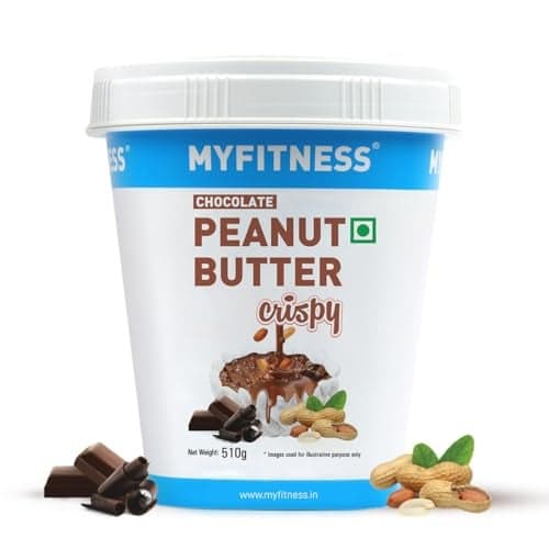 MYFITNESS Peanut Butter Chocolate Spread Crispy 510g | 21g Protein & 8g Fiber | Tasty & Healthy Nut Butter Spread for Breakfast & Snacks | Cholesterol Free | Zero Trans Fat | 100% Pure Roasted Nuts