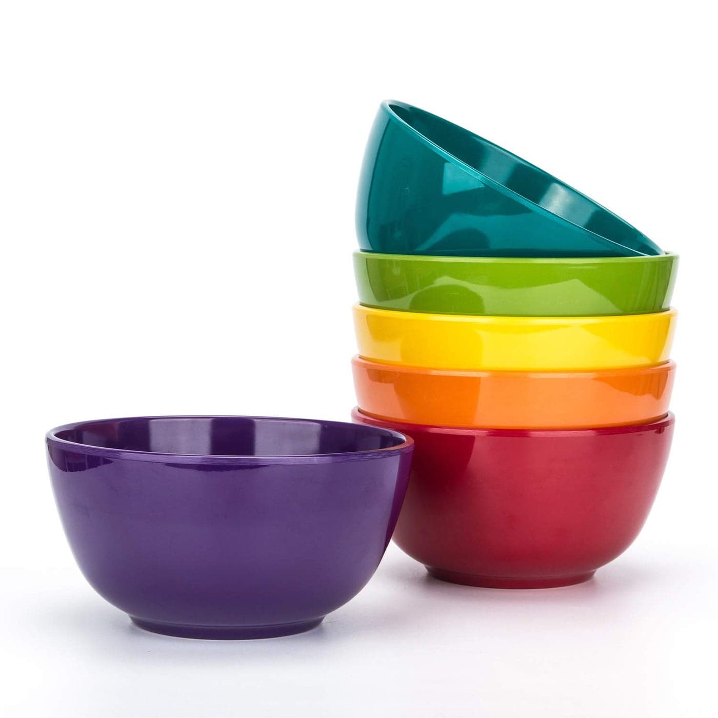 KXWARE Melamine Bowls set 28oz 6inch 100 Melamine CerealSoupSalad Bowls Set of 6 in 6 Assorted Colors ShatterProof and ChipResistant Dishwasher Safe BPA Free