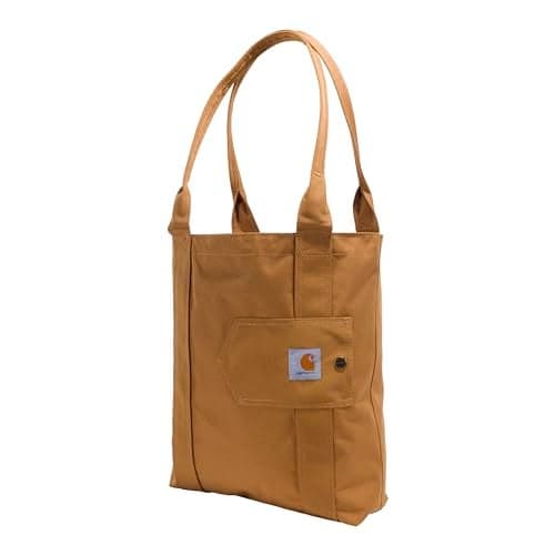 Carhartt Vertical Open Tote, Durable Water-Resistant Tote Bag, Carhartt Brown