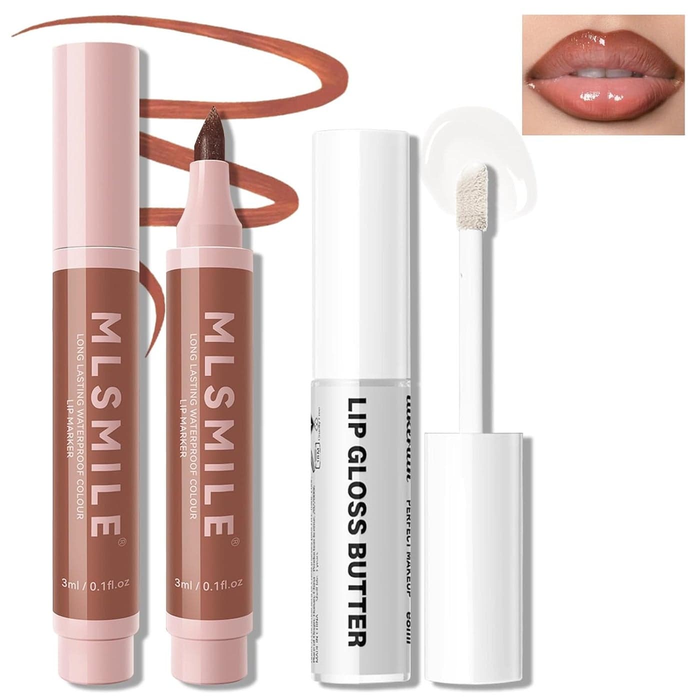 Lip Liner Marker Pen Lip Stain Liquid Lip Liner Pencil Kit Waterproof and Long Lasting Nude Lip Liner and Lip Gloss Combo NonStick Cup Nourishing Clear Lip Butter Gloss Set Makeup