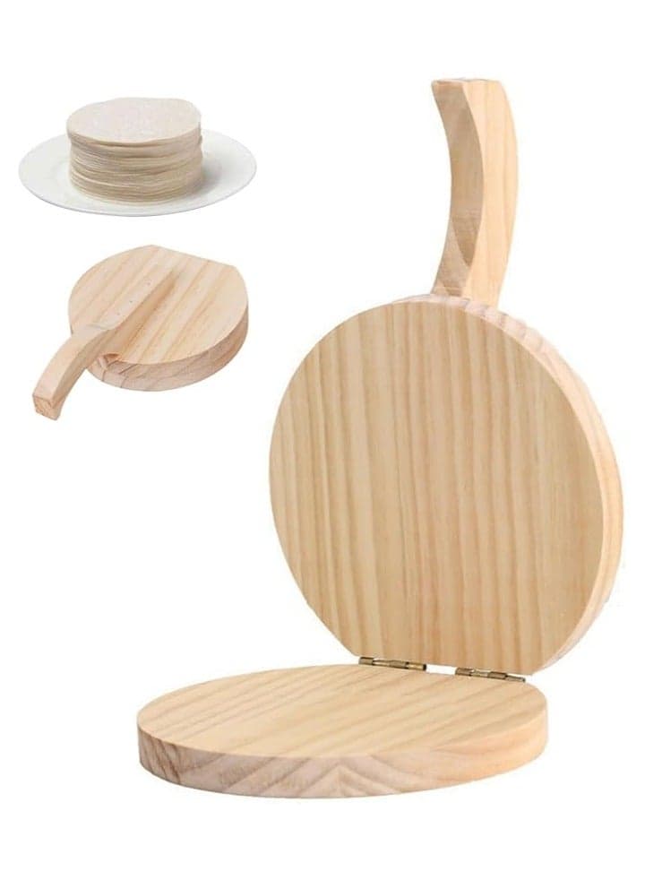 Wooden Tortilla Press, Handheld Manual Press Maker, for Homemade Tortillas, Dumpling Wrappers, Empanadas u0026 Pastry, Natural Wood, Non-Slip Grip (4.72”/12cm)