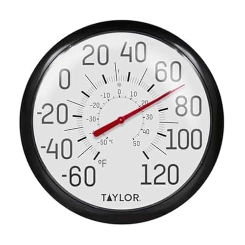Taylor Big and Bold Wall Thermometer Indoor Outdoor Thermometer Wireless Thermometer with Easy to Read Numbers for Patio Pool and Indoor Areas 1325inch Black