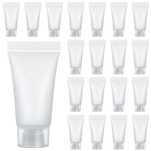 5ml Refillable Empty Tubes Bottles 20 Pcs Squeezable Sample Containers Translucent Surface Travel Sample Bottles for Toothpaste Shampoo Facial Cleanser Lotion Hand Cream