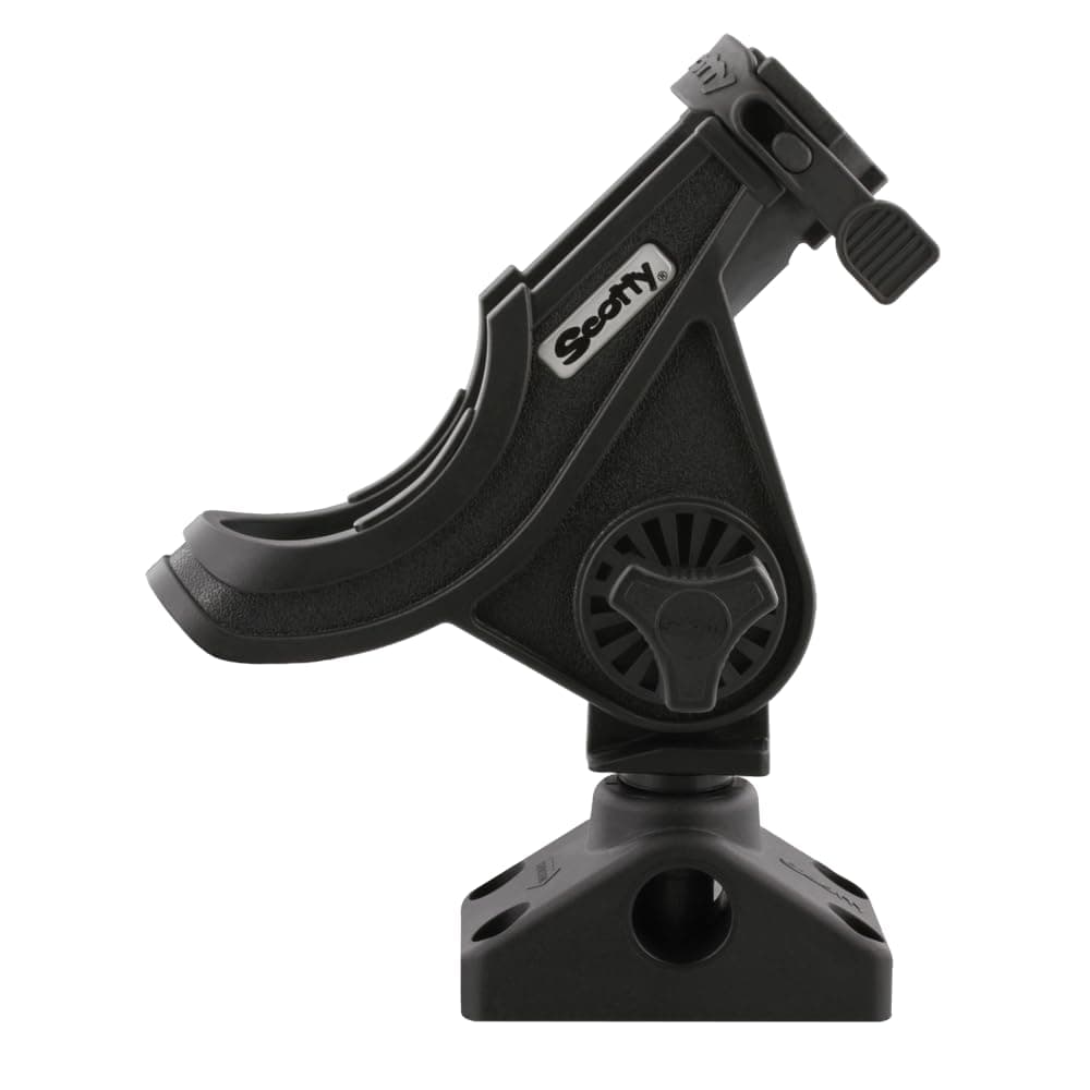 Scotty 280BK Baitcaster Spinning Rod Holder w 241 Side Deck Mount Black Small