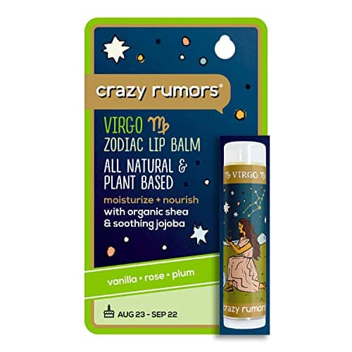 Crazy Rumors Virgo Zodiac All Natural, Plant Based Lip Balm to Moisturize and Nourish your Lips - Earth Blend (Sweet Vanilla, Fragrant Rose and Plum)