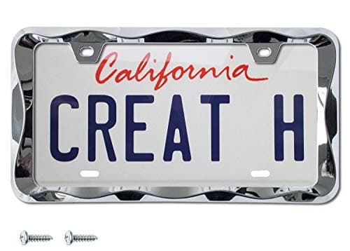 Creathome 3D Curly Wave Pattern Chrome License Plate Frame from Pure Zinc Alloy Metal