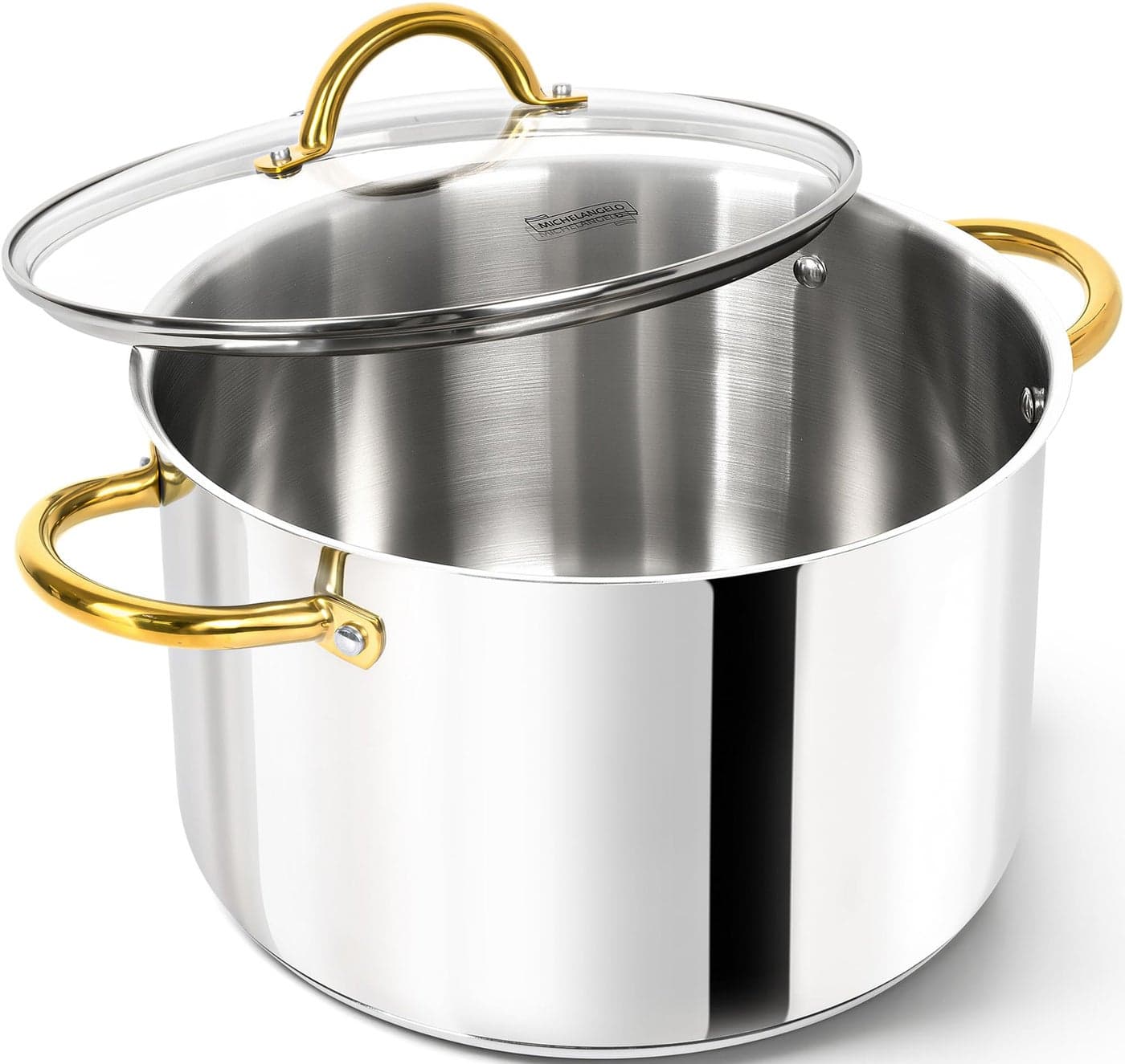 MICHELANGELO Stainless Steel Large Soup Pot With Lid 10 Quart Stock Pot Induction Compatible Oven Dishwasher Safe