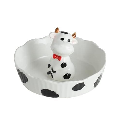 DIHOclub Decorative Ceramic Candy Bowl - Snack Serving Dish for Pistachios, Nuts, Candies, Jewelry Storage, Perfect for Holidays, Parties, and Gifts, 6 Inches(White Cow)