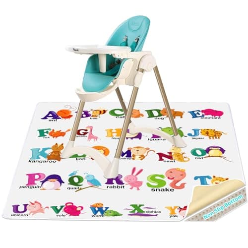 High Chair Splash pad, 51" 51 Non-Slip Waterproof Multi-Purpose Splash pad, Washable Splash pad for high Chair Floor Protection Table Cloth Portable Early Education Picnic Play mat (Alphabet)