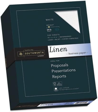 Southworth 25 Cotton Linen Business Paper 24lb 91 Bright 8 12 x 11 500 Sheets