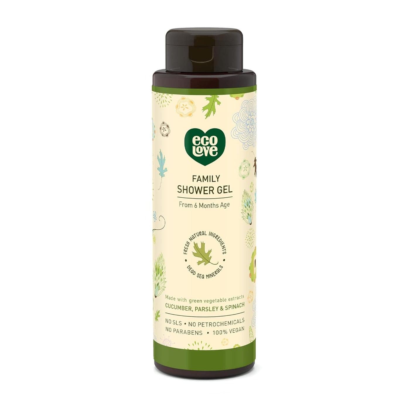 ecoLove Natural Moisturizing Body Wash for Dry Skin With Organic Cucumber No SLS or Parabens Vegan and CrueltyFree Shower Gel 176 oz