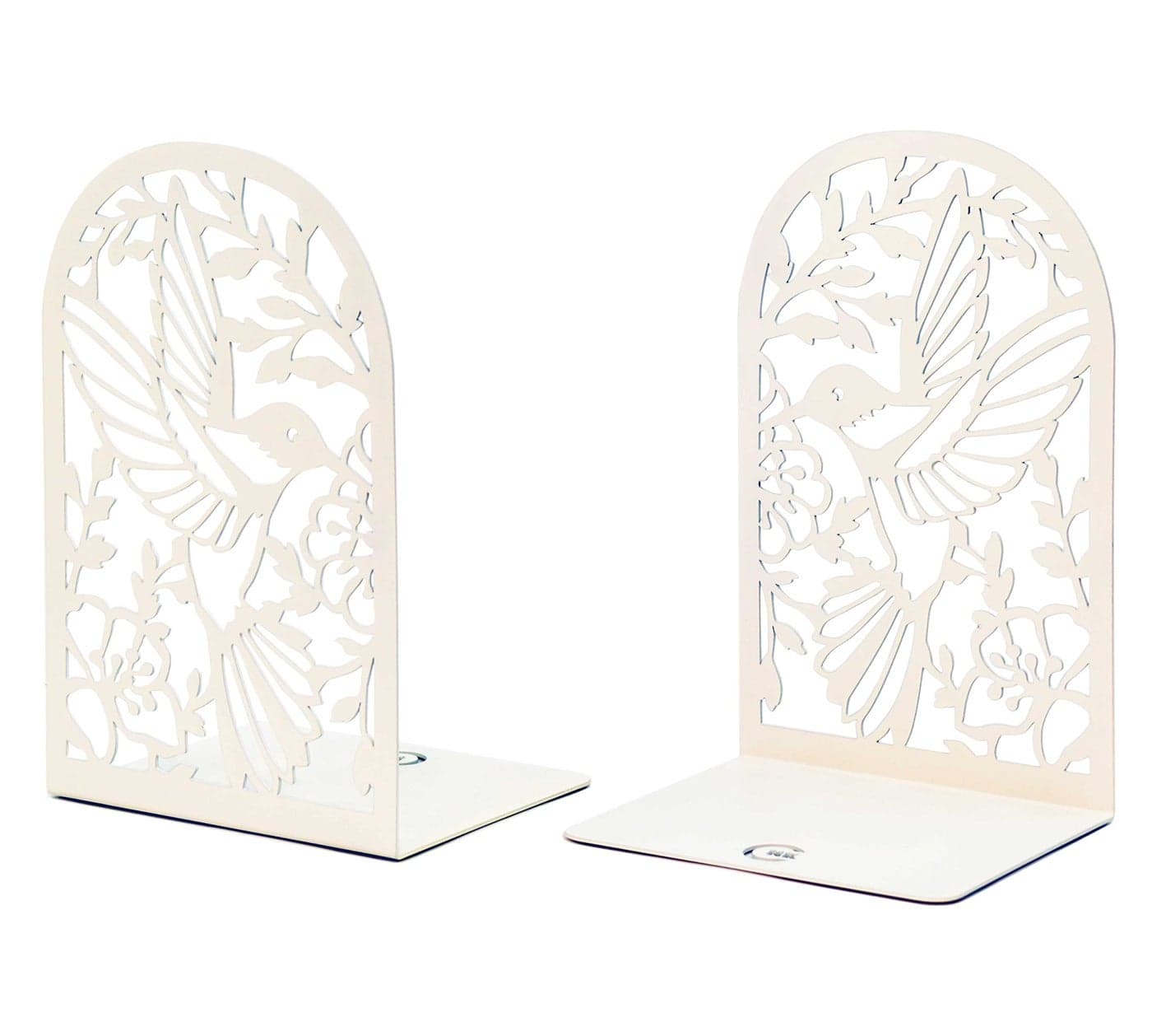 CNK Premium BookEnds Metal Book Stoppers for Home Office Book Shelf Holder Decorative Hummingbird White