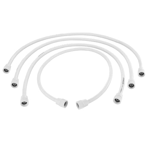 Johnson 4-Pack 18" PTMT Braided Pipe with Glassy Nut, Polytrimethylene Terephthalate, Star White, Corrosion-Resistant, Anti-Scaling, High-Temperature Resistant, Durable Plumbing Connection Solution