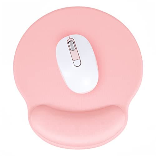 Hsurbtra Ergonomic Mouse Pad with Wrist Rest Support, Gel Mouse Pads with Non-Slip PU Base, Pain Relief Memory Foam Computer Mat, Cute Office Supplies Desk Decro Accessories, Pink