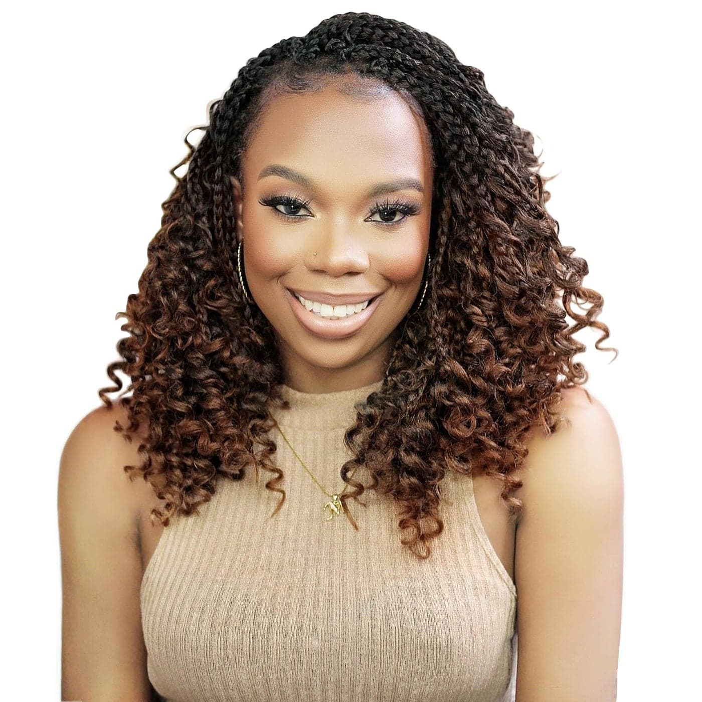 Fulcrum Goddess Box Braids Crochet Hair 14 Inch 9 Packs 13 StrandsPack Curly Ends Brown Synthetic SewIn Installation