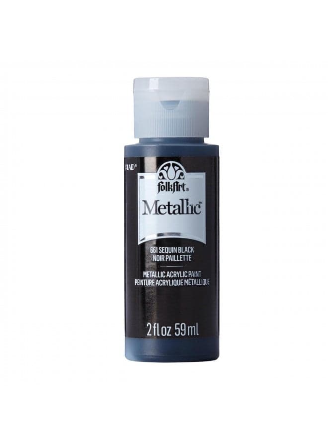 FolkArt Acrylic Metallic Paint, 2 Fl Oz (Pack of 1), Sequin Black