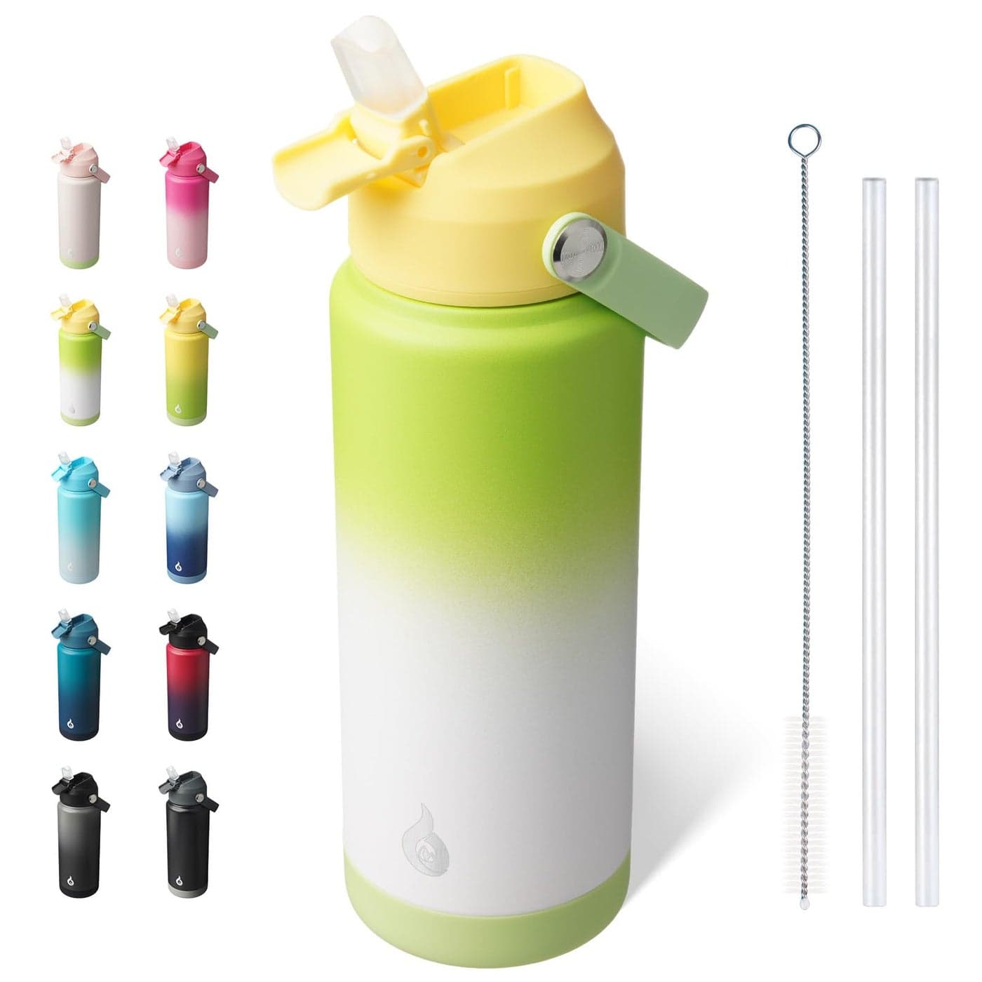 BJPKPK Water Bottle with Straw Lid 24oz Vacuum Insulated Water Bottles Metal Stainless Steel Thermo for Sports Travel BPA Free Leak Proof Thermo Cups Flasks TumblersGreen