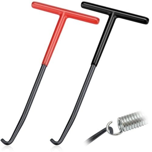2 PCS Exhaust Spring Puller Tool Motorcycle Exhaust Spring Hook T Shaped Handle Spring Removal Tool with Rubber Coating Snowmobile Accessories for Motorcycle Dirt Bike Red and Black