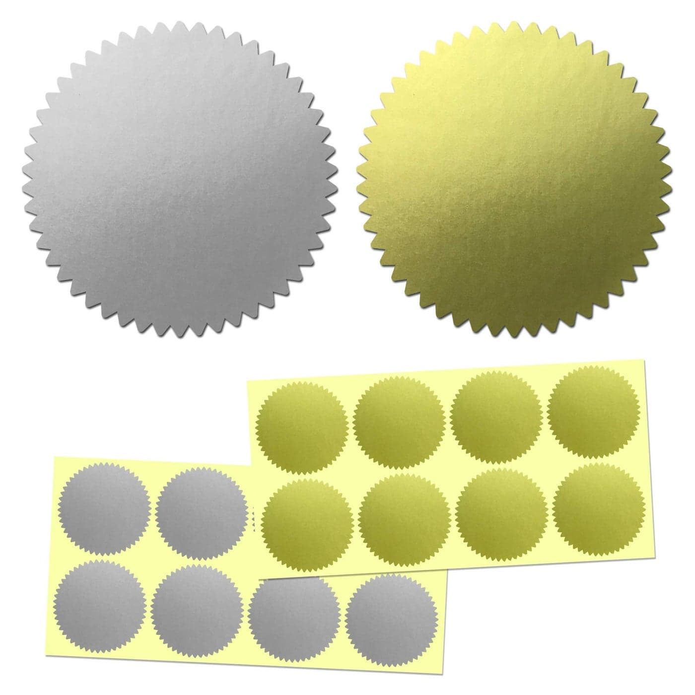 400 Pack, 2" Certificate Award Seals Stickers - Silver/Gold